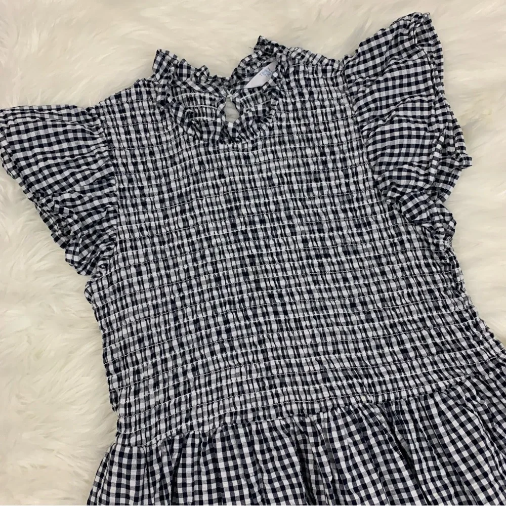 Time and Tru Black and White Plaid Smocked Ruffle Dress - Picture 8 of 15